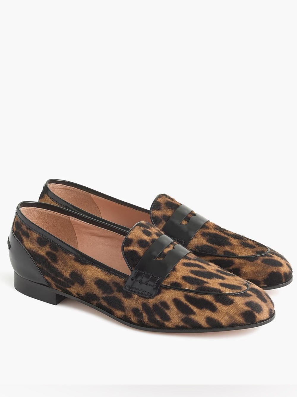 J Crew Academy Penny Loafers Leopard Calf Print